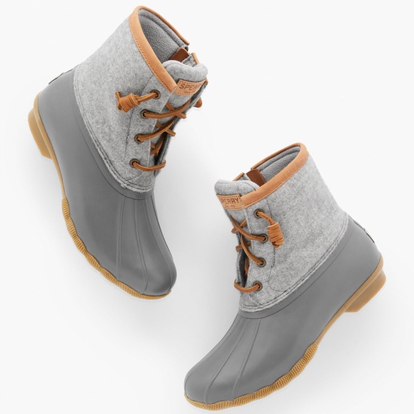 SPERRY TOP-SIDER WATERPROOF WOOL SALTWATER DUCK BOOTS GREY NIB SZ 7.5 - Picture 1 of 6